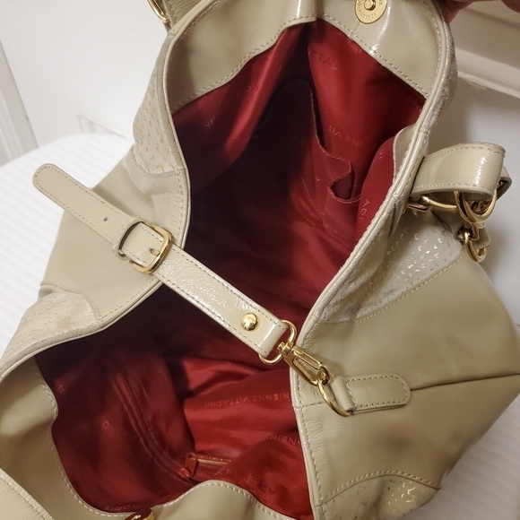 Adrienne Vittadini Beige and goldtone Tote Patent Leather/Suede Combo - Picture 6 of 11